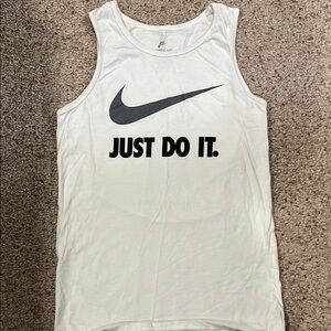MENS SMALL Nike White Sleeveless Top with Black Swoosh